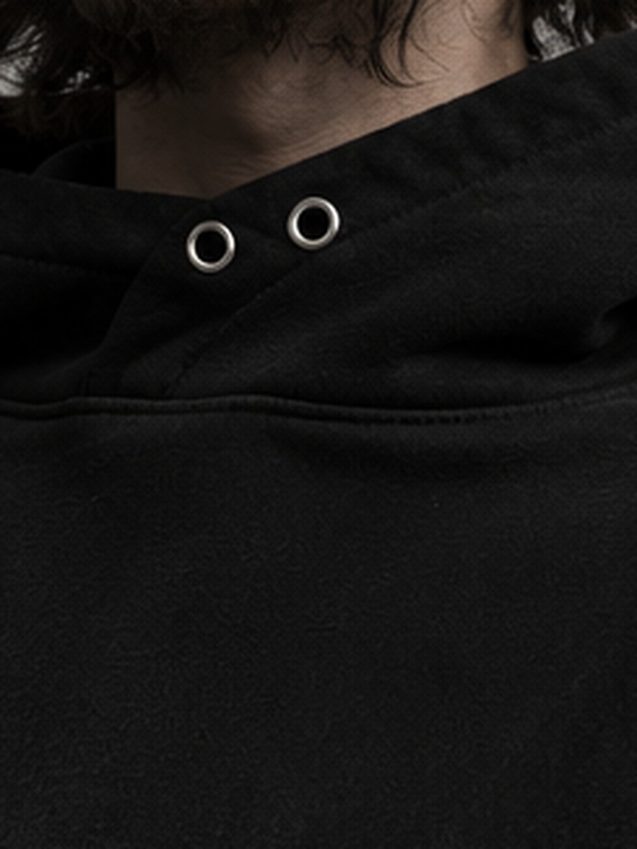 Eyelet Cropped Hoodie in Black — view 5