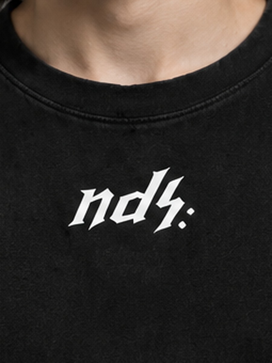 Eyelet Wordmark Tee in Washed Black — view 5