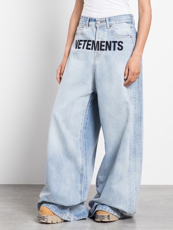 Wordmark Wide-Leg Jean in Bleached Blue — view 2